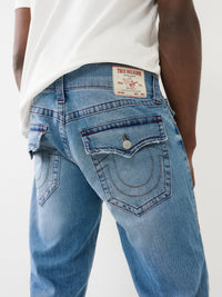 True Religion Geno Jeans Flap Inseam Rips Sandy Wash