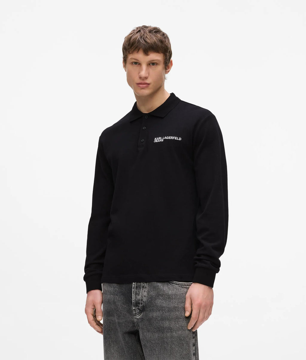 Long-sleeved logo polo shirt