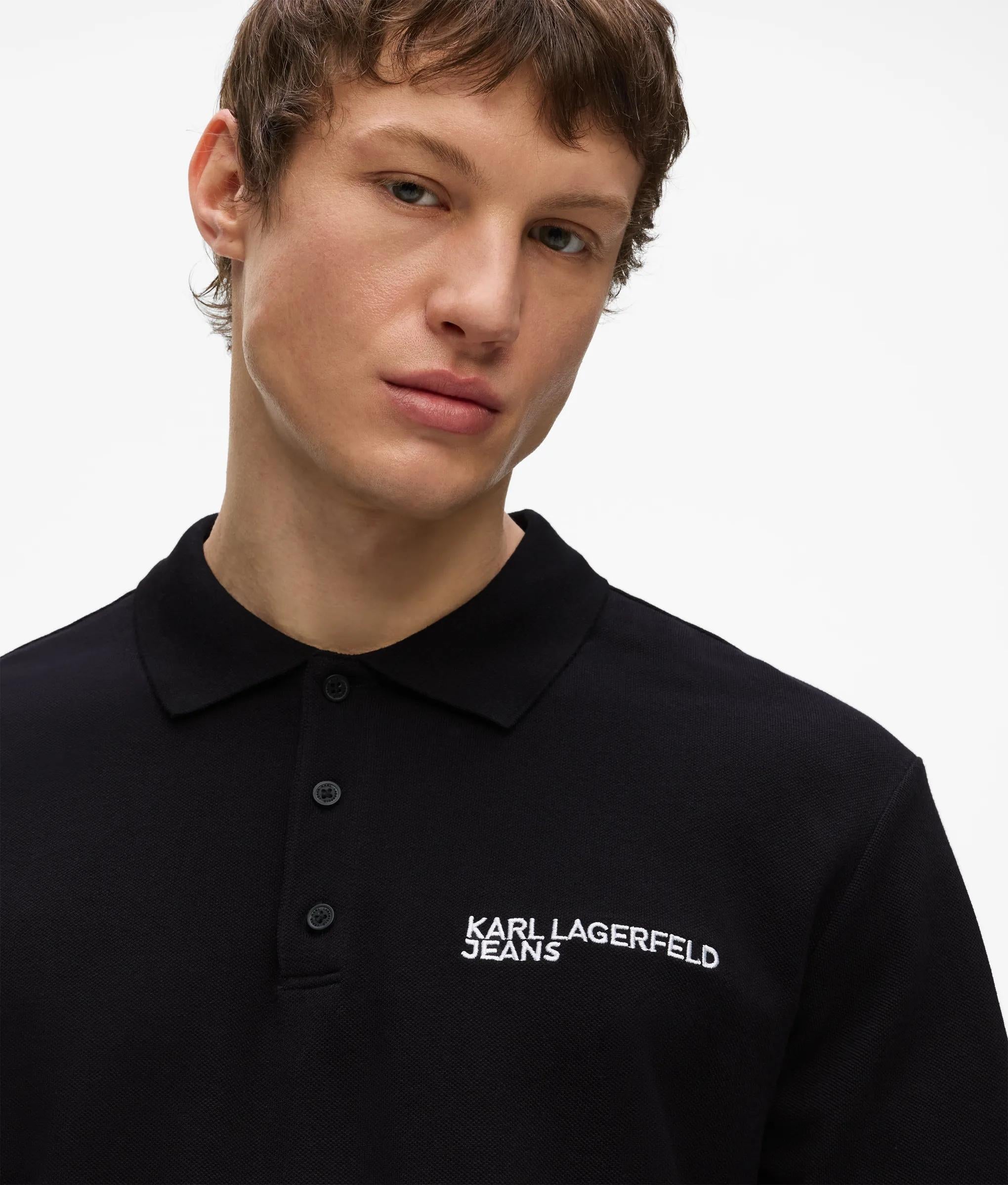 Long-sleeved logo polo shirt