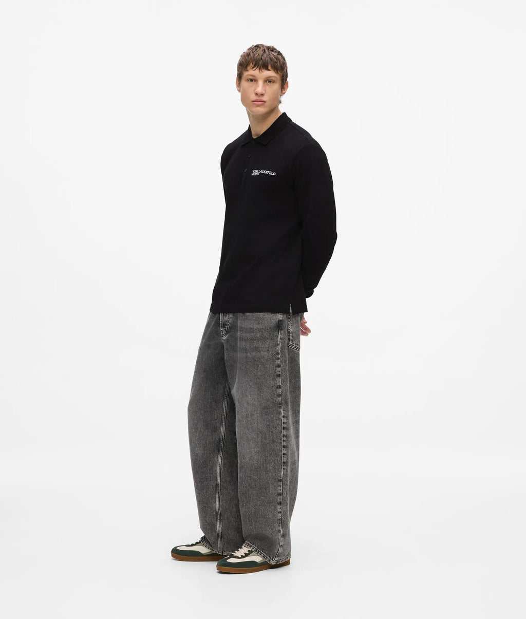 Long-sleeved logo polo shirt